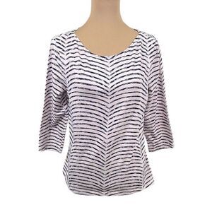 Chico's Top Size 1 (8) Nautical Stripe Cotton